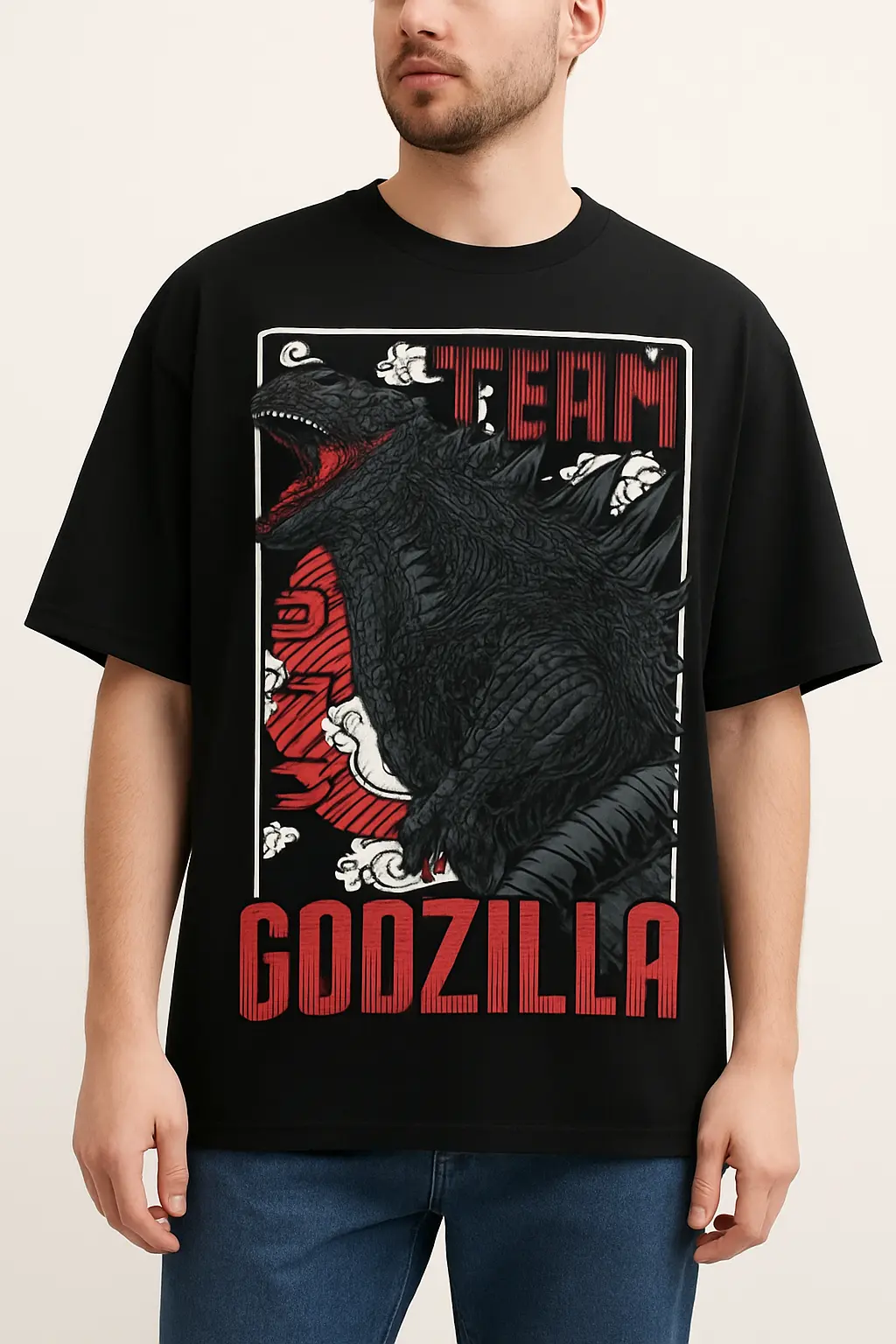 Oversized Black Printed Tshirt