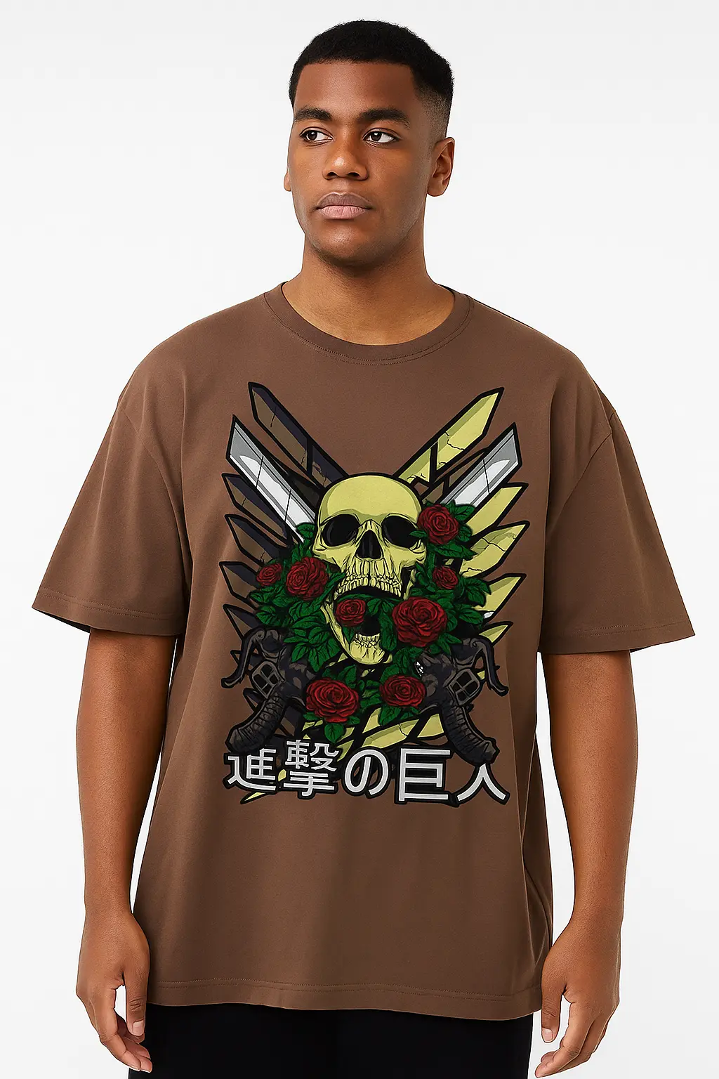 Oversized Brown Printed Tshirt